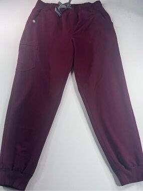 FIGS Women’s Scrubs, Zamora Jogger Scrub Pants, Burgundy, Tapered Ankle Cuffs, L